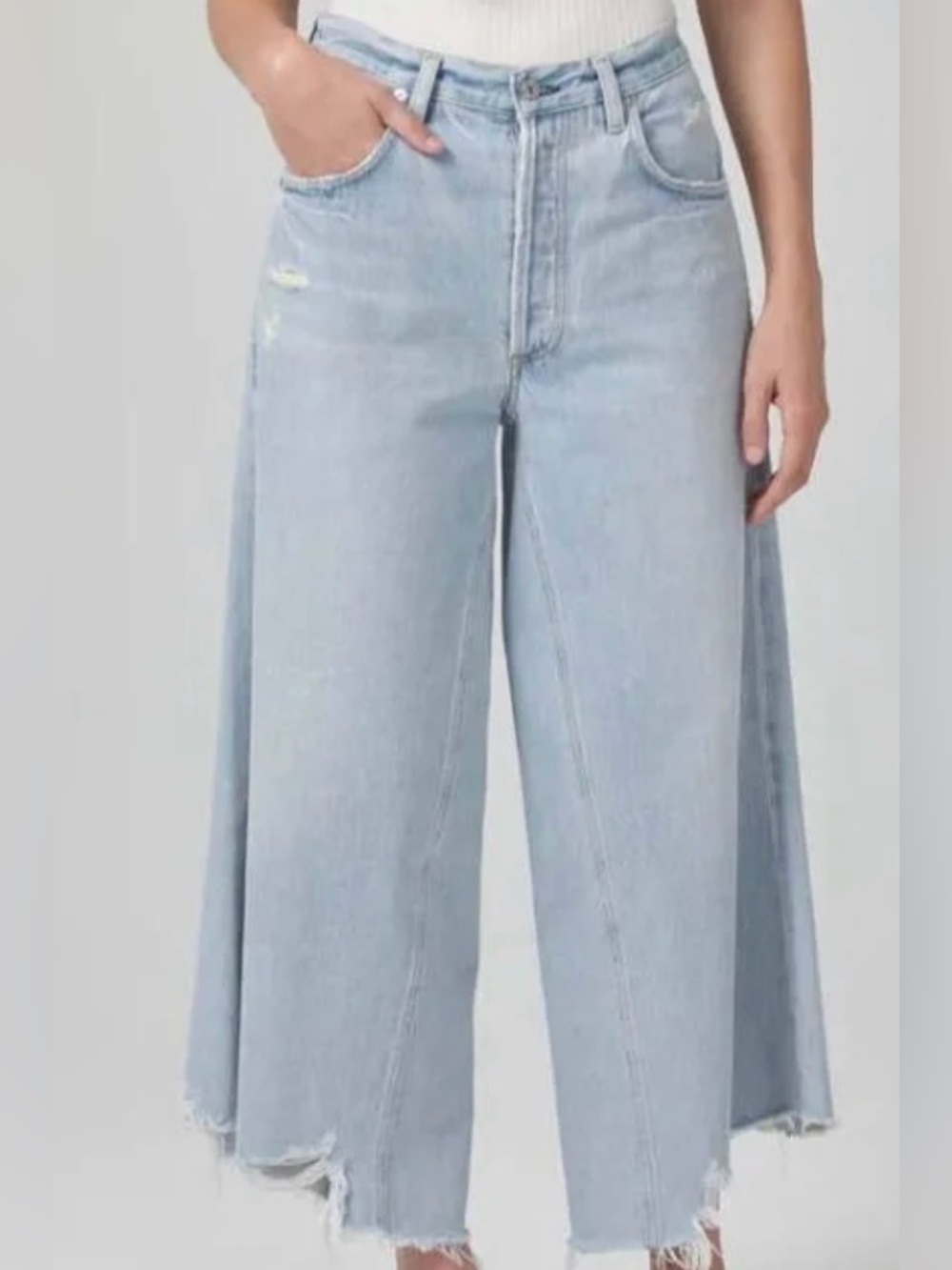 Citizens Of Humanity Light Blue Wide-Leg Culotte Jeans